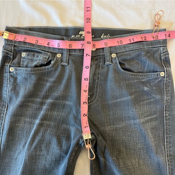7 For All Mankind Kate Grey Rainbow Stitching Slim Denim Jeans Size 14 - Picture 15 of 16
